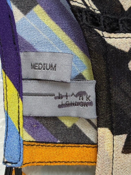 Anthropologie Black Cream Yellow Blue Floral Striped Long-Sleeve Blouse - Picture 5 of 5